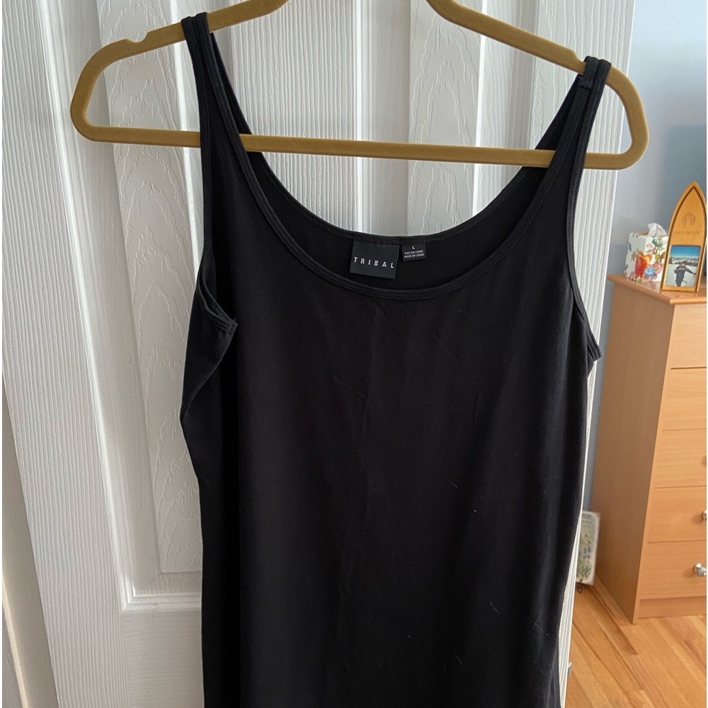 NWOT, Never Worn Tribal Black tank top. Sz Large. Perfect for under sweaters!